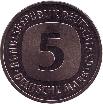 Монета 5 марок. 1978 год (J), ФРГ. UNC.
