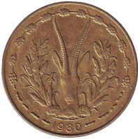 Газель. Монета 10 франков. 1980 год, Западные Африканские Штаты.