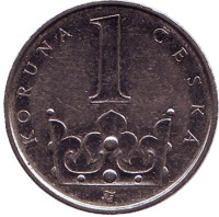 Монета 1 крона. 2002 год, Чехия.