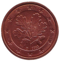 Монета 5 центов. 2003 год (D), Германия.