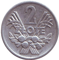 Монета 2 злотых. 1974 год, Польша.