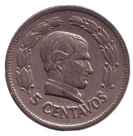 Монета 5 сентаво. 1928 год, Эквадор. Монета 5 сентаво. 1928 год, Эквадор.