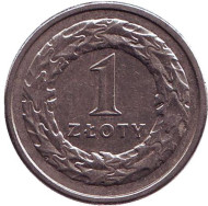 Монета 1 злотый. 2009 год, Польша. Монета 1 злотый. 2009 год, Польша.