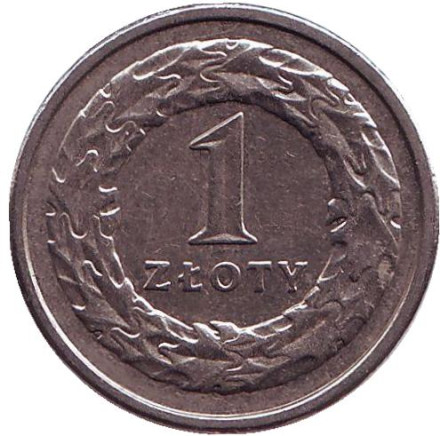 Монета 1 злотый. 2009 год, Польша.