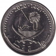 Монета 25 дирхамов. 2020 год, Катар. Парусник. Монета 25 дирхамов. 2020 год, Катар. Парусник.