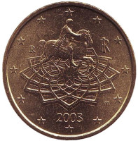 Монета 50 центов, 2003 год, Италия.