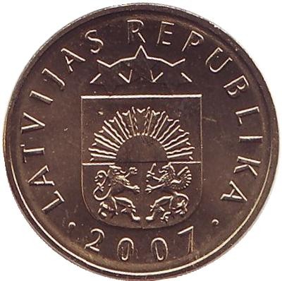 Монета 5 сантимов, 2007 год, Латвия. UNC. Монета 5 сантимов, 2007 год, Латвия. UNC.
