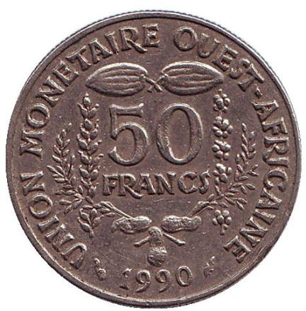Монета 50 франков. 1990 год, Западные Африканские штаты.