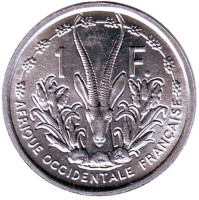 Газель. Монета 1 франк. 1948 год, Французская Западная Африка.
