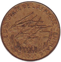 Африканские антилопы. (Западные канны). Монета 5 франков. 2003 год, Центральные Африканские штаты.