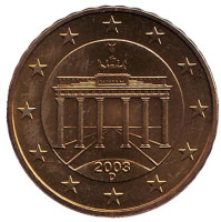 Монета 10 центов. 2003 год (D), Германия.