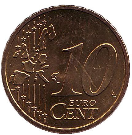 Монета 10 центов. 2003 год (D), Германия. Монета 10 центов. 2003 год (D), Германия.