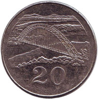 Мост Бэтченоу. Монета 20 центов. 2001 год, Зимбабве. 