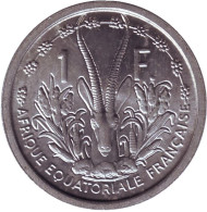 Монета 1 франк. 1948 год, Французская Экваториальная Африка. Монета 1 франк. 1948 год, Французская Экваториальная Африка.