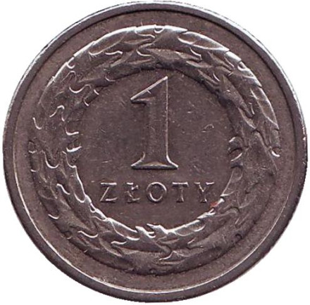 Монета 1 злотый. 2012 год, Польша.