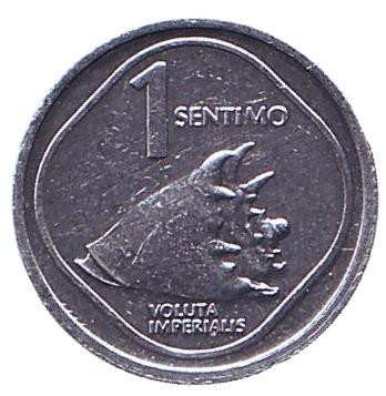 Монета 1 сентимо. 1986 год, Филиппины. Ракушка.