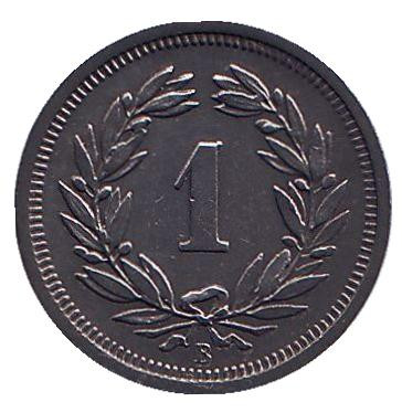 Монета 1 раппен. 1946 год, Швейцария. aUNC.