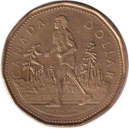 Монета 1 доллар, 2005 год, Канада. 25 лет Марафону Надежды.