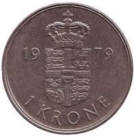 Монета 1 крона. 1979 год, Дания. B;B