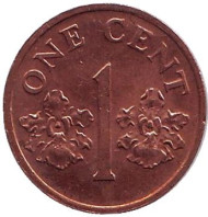 Монета 1 цент. 1990 год, Сингапур. Монета 1 цент. 1990 год, Сингапур.