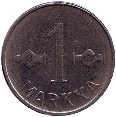 Монета 1 марка. 1953 год, Финляндия. (железо)