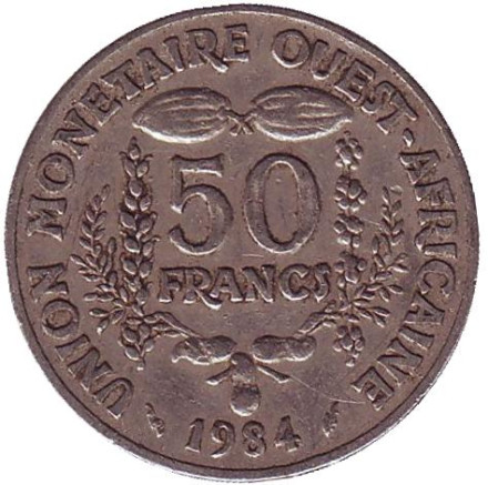 Монета 50 франков. 1984 год, Западные Африканские штаты.