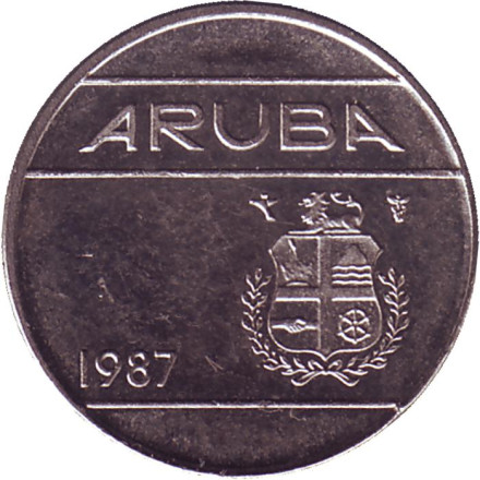 Монета 10 центов. 1987 год, Аруба. Из обращения.