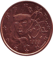 Монета 5 центов. 1999 год, Франция. 
