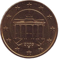 Монета 10 центов. 2003 год (G), Германия.