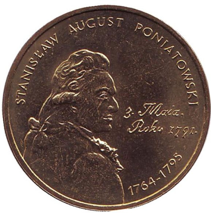 Монета 2 злотых, 2005 год, Польша. Станислав Август Понятовский.