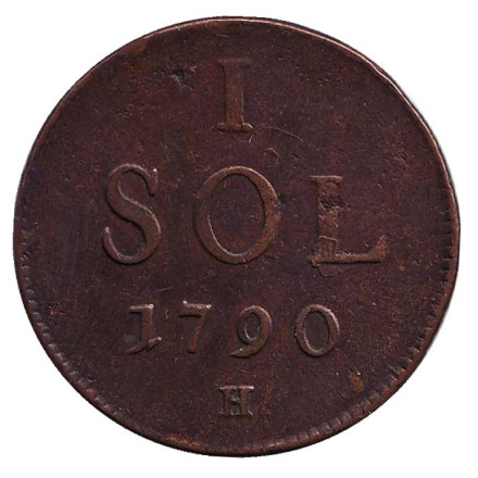 Монета 1 соль. 1790 год, Люксембург.