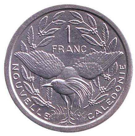 Монета 1 франк. 2012 год, Новая Каледония. UNC. Птица кагу.