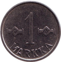 Монета 1 марка. 1957 год, Финляндия.