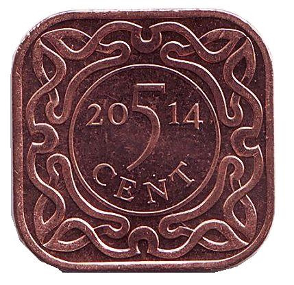 Монета 5 центов. 2014 год, Суринам.
