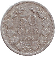 Монета 50 эре. 1906 год, Швеция. Редкая! Монета 50 эре. 1906 год, Швеция. Редкая!