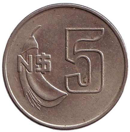 Монета 5 новых песо. 1981 год, Уругвай.