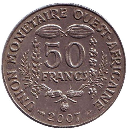 Монета 50 франков. 2007 год, Западные Африканские штаты.
