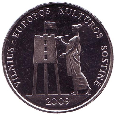 Монета 1 лит. 2009 год, Литва. Вильнюс – культурная столица Европы 2009 года.