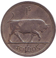 Монета 1 шиллинг. 1964 год, Ирландия. Бык. Монета 1 шиллинг. 1964 год, Ирландия. Бык.