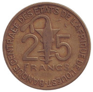 Монета 25 франков. 1971 год, Западные Африканские Штаты. Монета 25 франков. 1971 год, Западные Африканские Штаты.