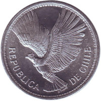 Кондор. Монета 10 песо. 1958 год, Чили.