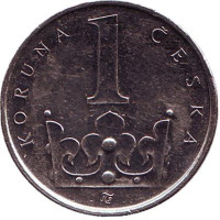 Монета 1 крона. 2014 год, Чехия.