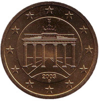 Монета 50 центов. 2003 год (D), Германия.