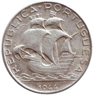 Монета 2,5 эскудо. 1944 год, Португалия. Парусник. Монета 2,5 эскудо. 1944 год, Португалия. Парусник.