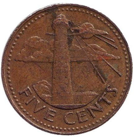 Монета 5 центов. 1979 год, Барбадос. Маяк.
