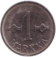 Монета 1 марка. 1958 год, Финляндия.