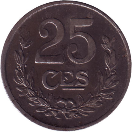 Монета 25 сантимов. 1919 год, Люксембург. Состояние - XF.