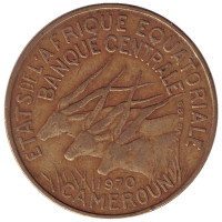 Монета 25 франков. 1970 год, Камерун.