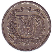 Монета 10 сентаво. 1973 год, Доминиканская Республика. 