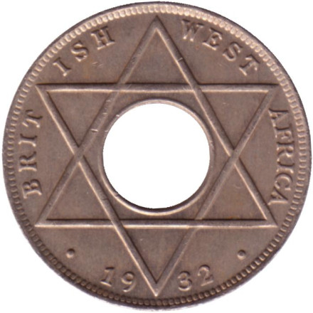 Монета 1/10 пенни. 1932 год, Британская Западная Африка.